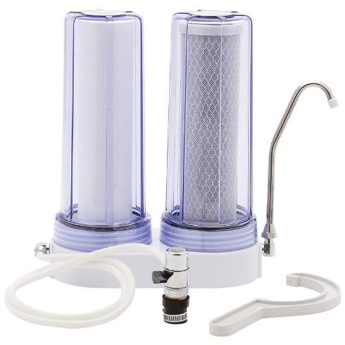 Dual Stage Water Drinking Filter Countertop Clear Housing with Diverter valve